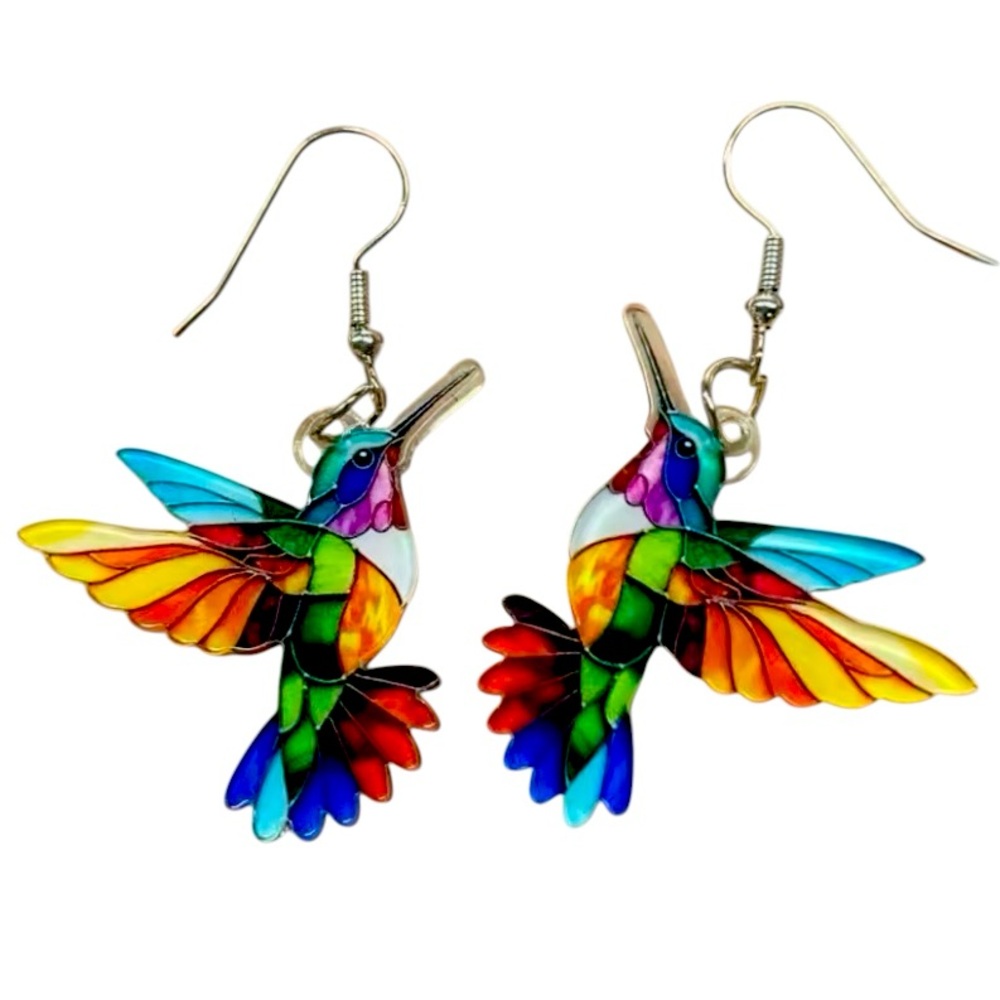 Colorful Hummingbird Dangle Earrings